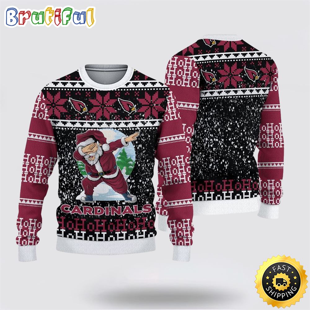 NFL Arizona Cardinals Ugly Sweater Printed Christmas Santa Claus Ho Ho Ho Show Team Spirit 1 xpvpph