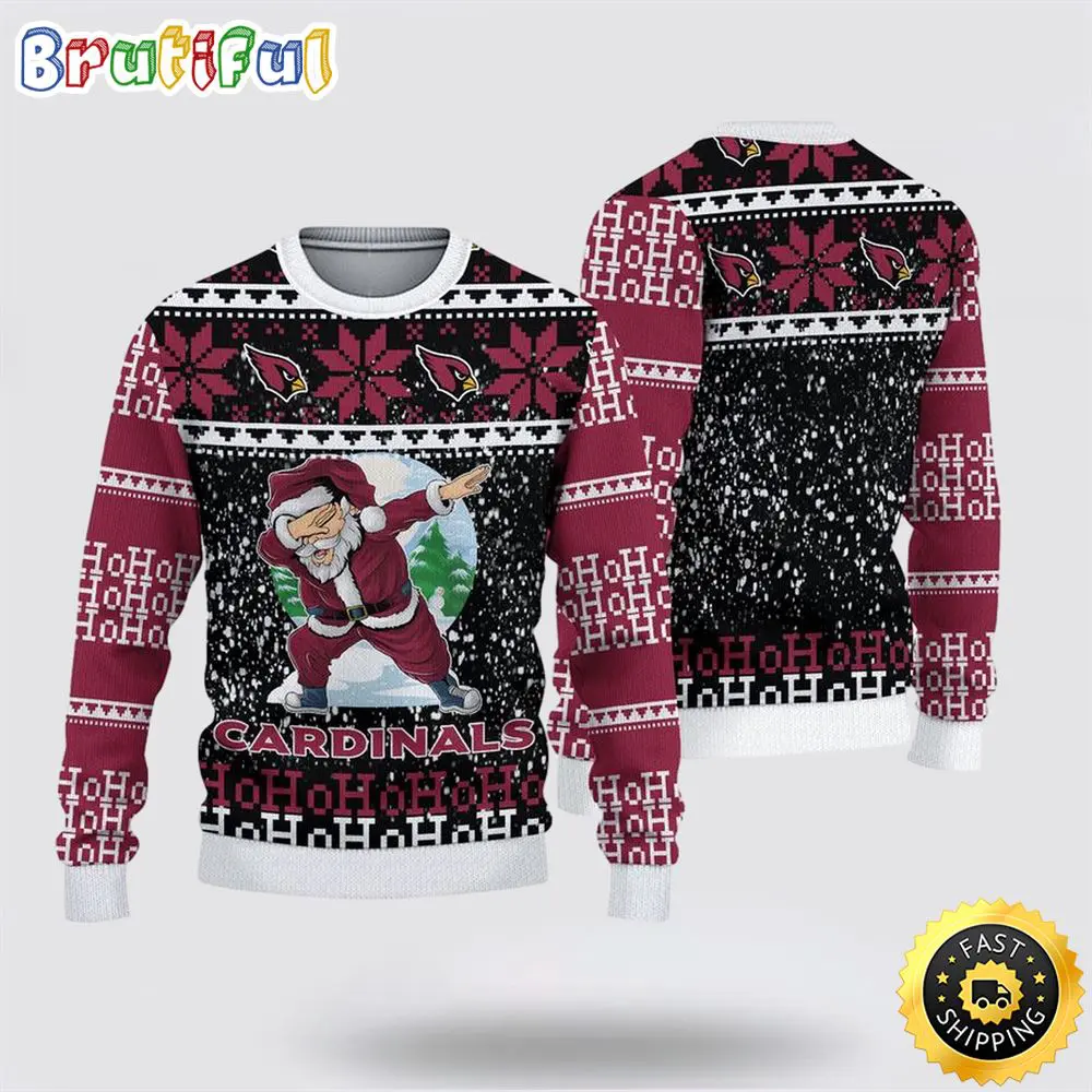 NFL Arizona Cardinals Ugly Sweater Printed Christmas Santa Claus Ho Ho Ho Show Team Spirit 1 xpvpph