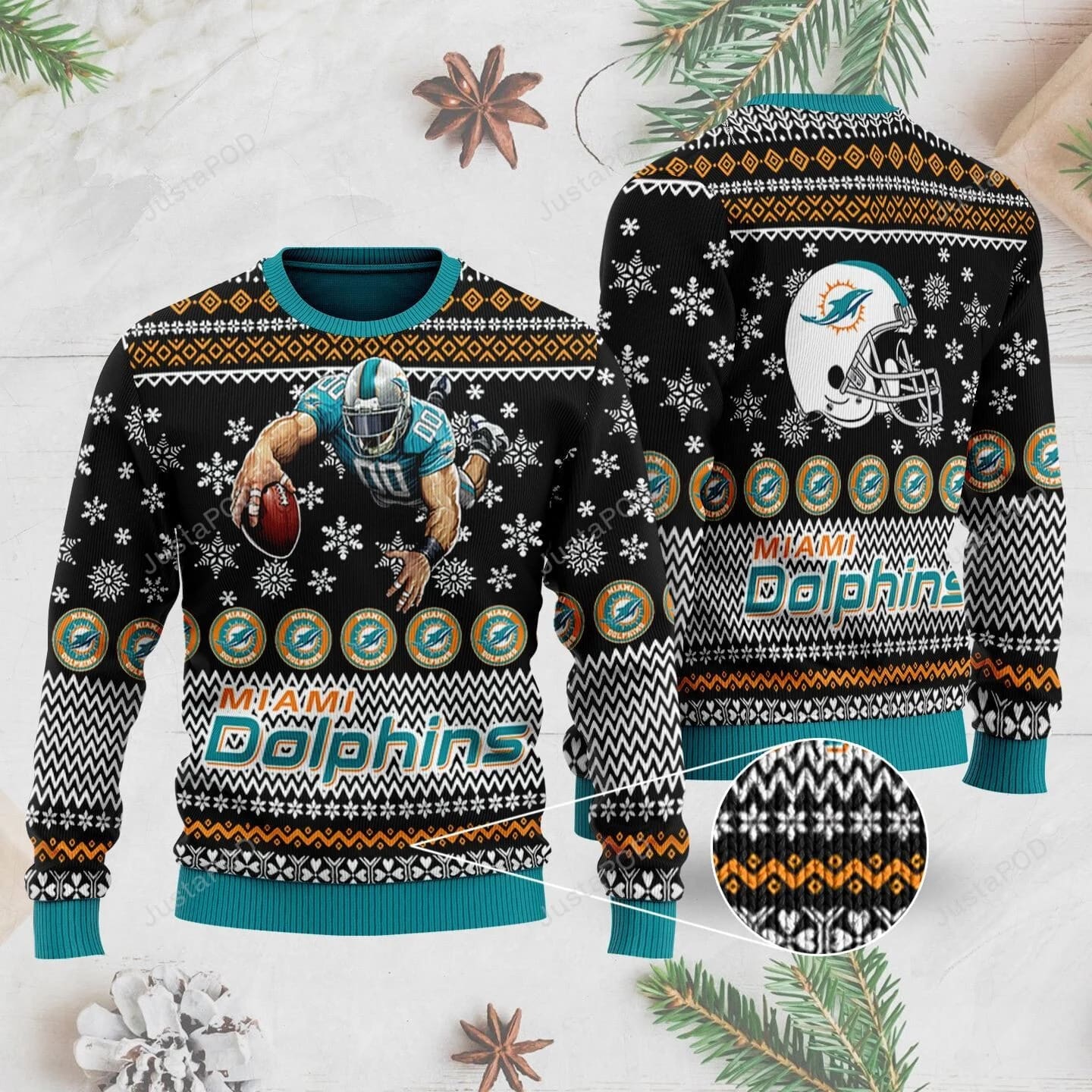 NFL Miami Dolphins Black Christmas Ugly Sweater hqdarl