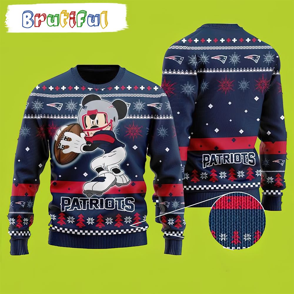 NFL Mickey Mouse New England Patriots Christmas Sweater