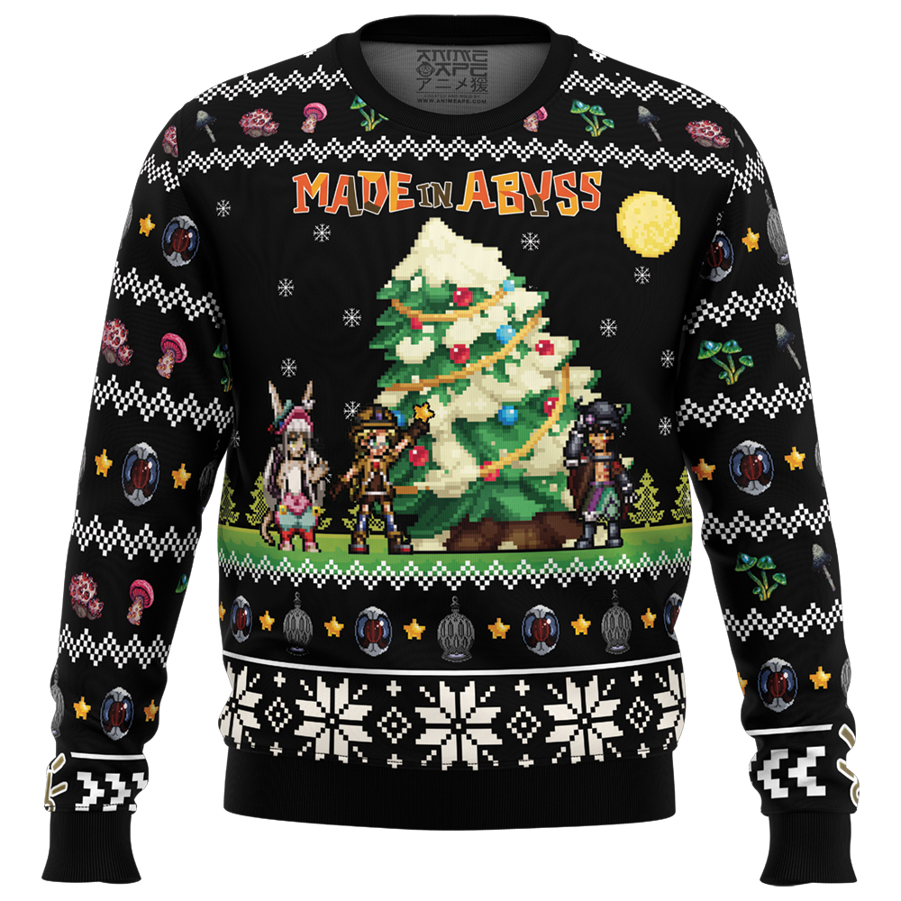 Nanachi Riko Reg Christmas Made in Abyss Ugly Christmas Sweater FRONT mockup