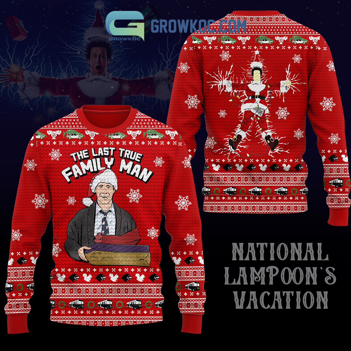 National Lampoons Vacation The Last True Family Man Christmas Ugly Sweater2B1 RihTl