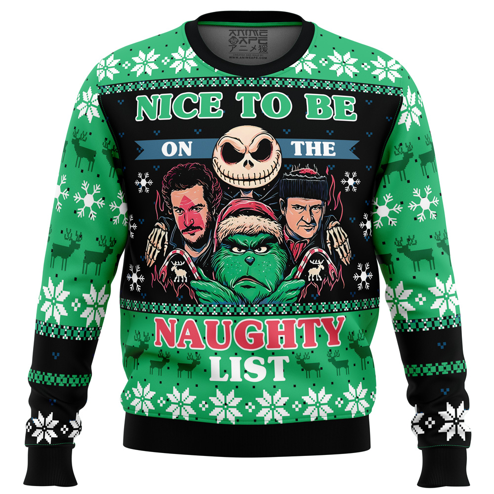 Naughty List Club PC Ugly Christmas Sweater FRONT mockup