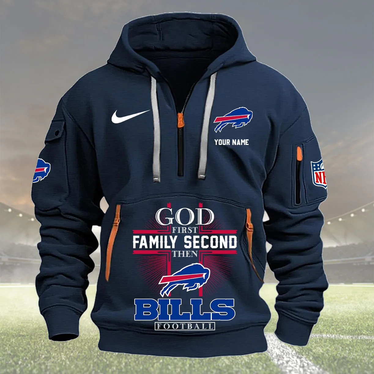 Navy Hoodie 04 Buffalo Bills 1