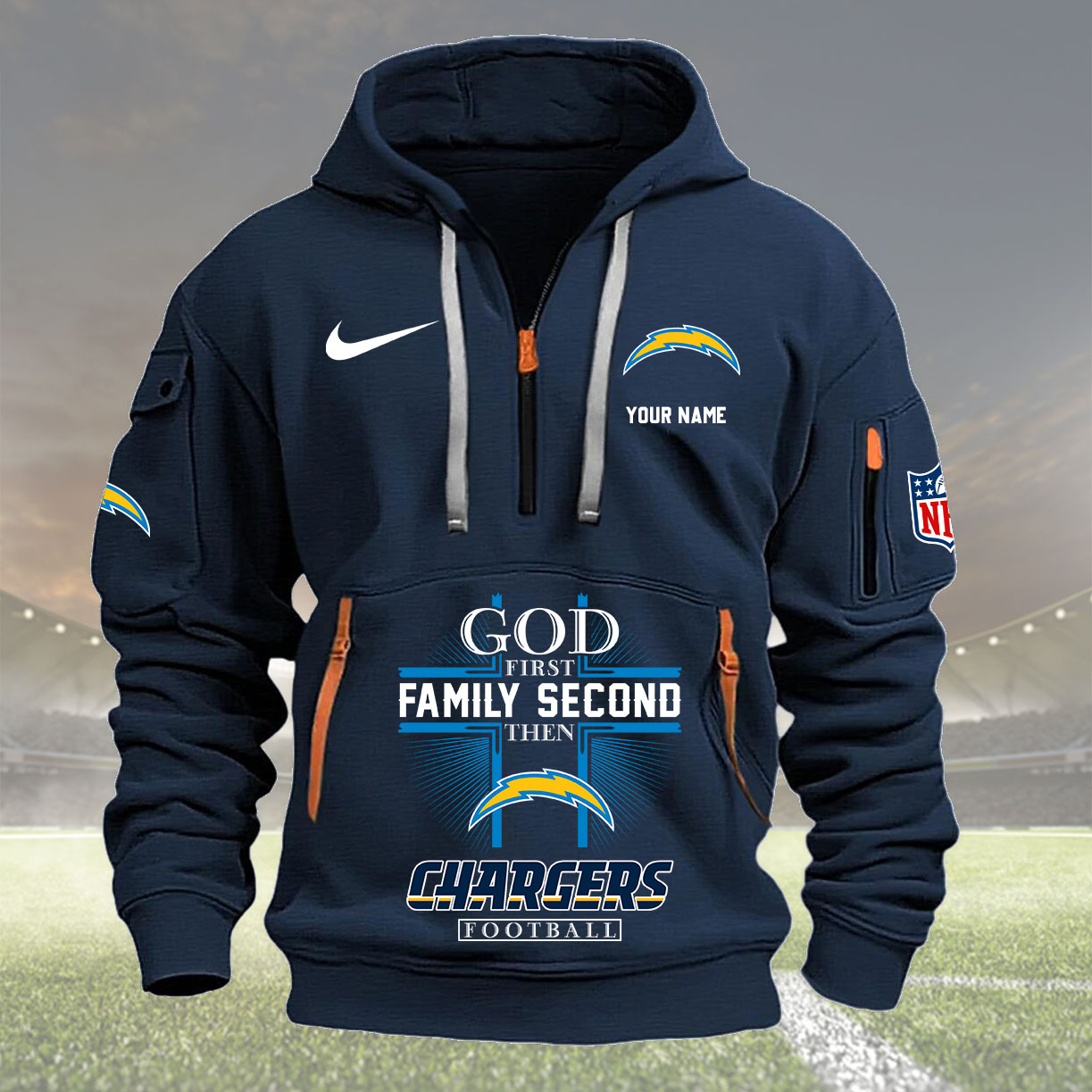 Navy Hoodie 27 Los Angeles Chargers 1