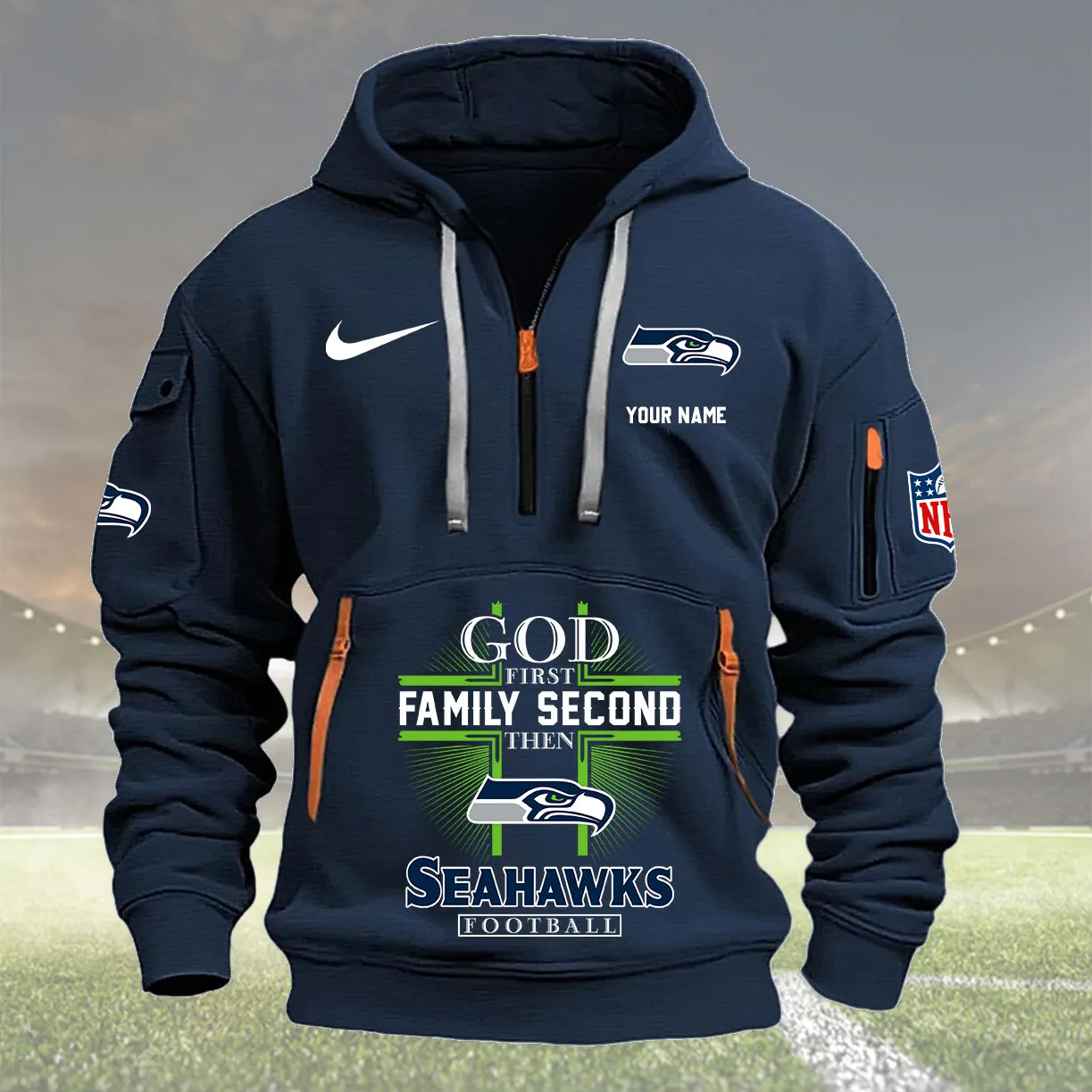 Navy Hoodie 29 Seattle Seahawks 1