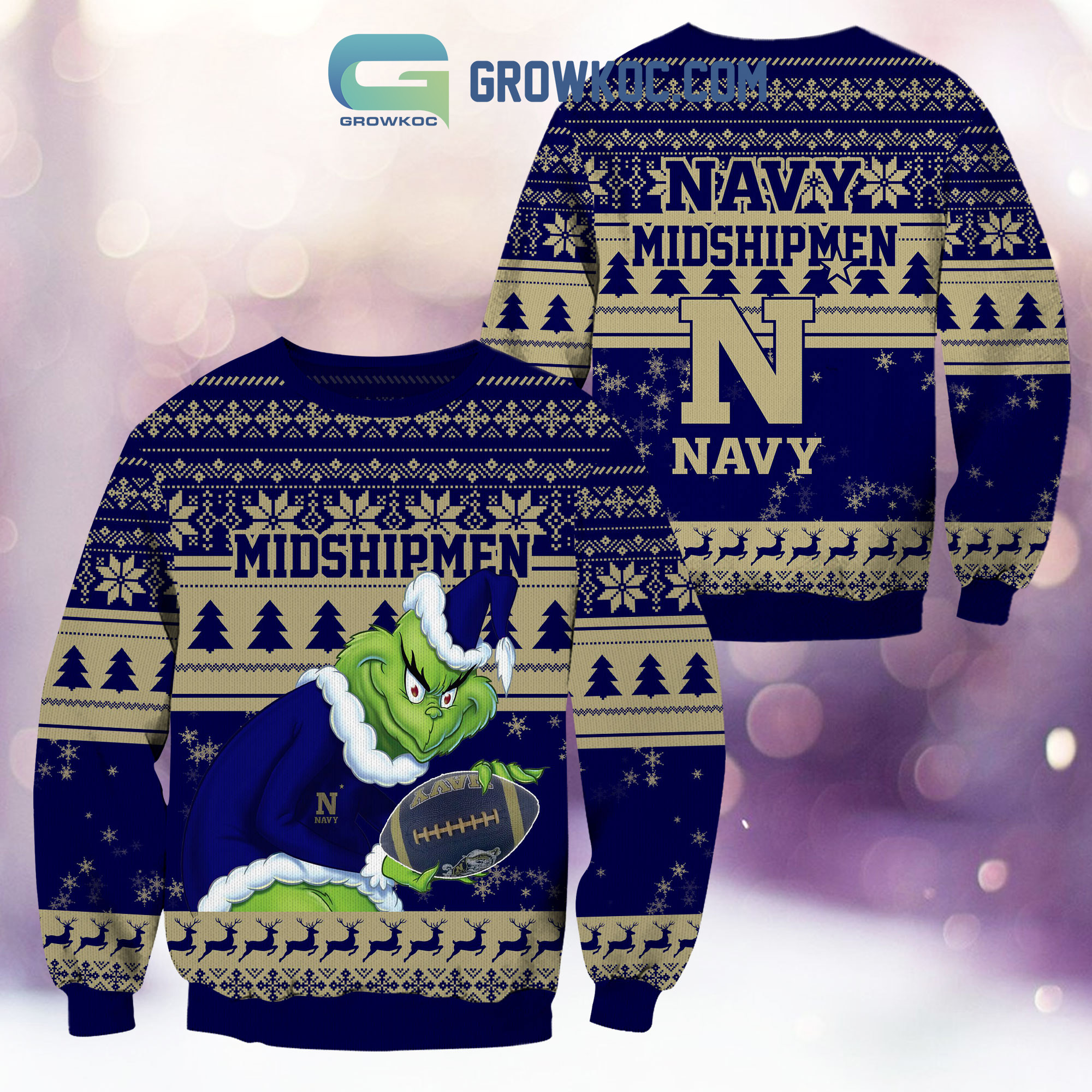 Navy Midshipmen Grinch NCAA Christmas Ugly Sweater2B1 pCDIt