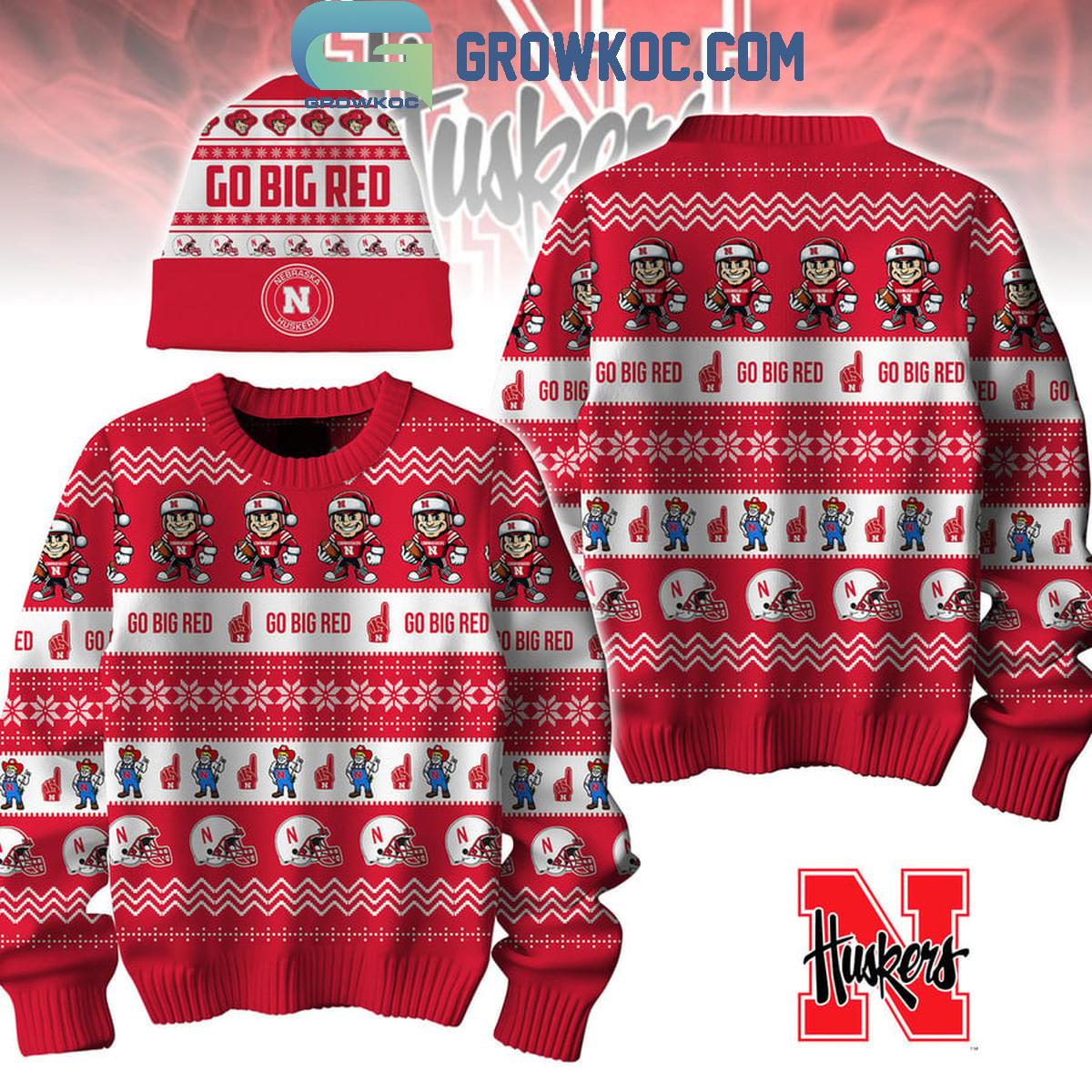 Nebraska Cornhuskers Go Big Red Ho Ho Ho Santa Clause In Christmas 2024 Ugly Sweater 1 IWObU