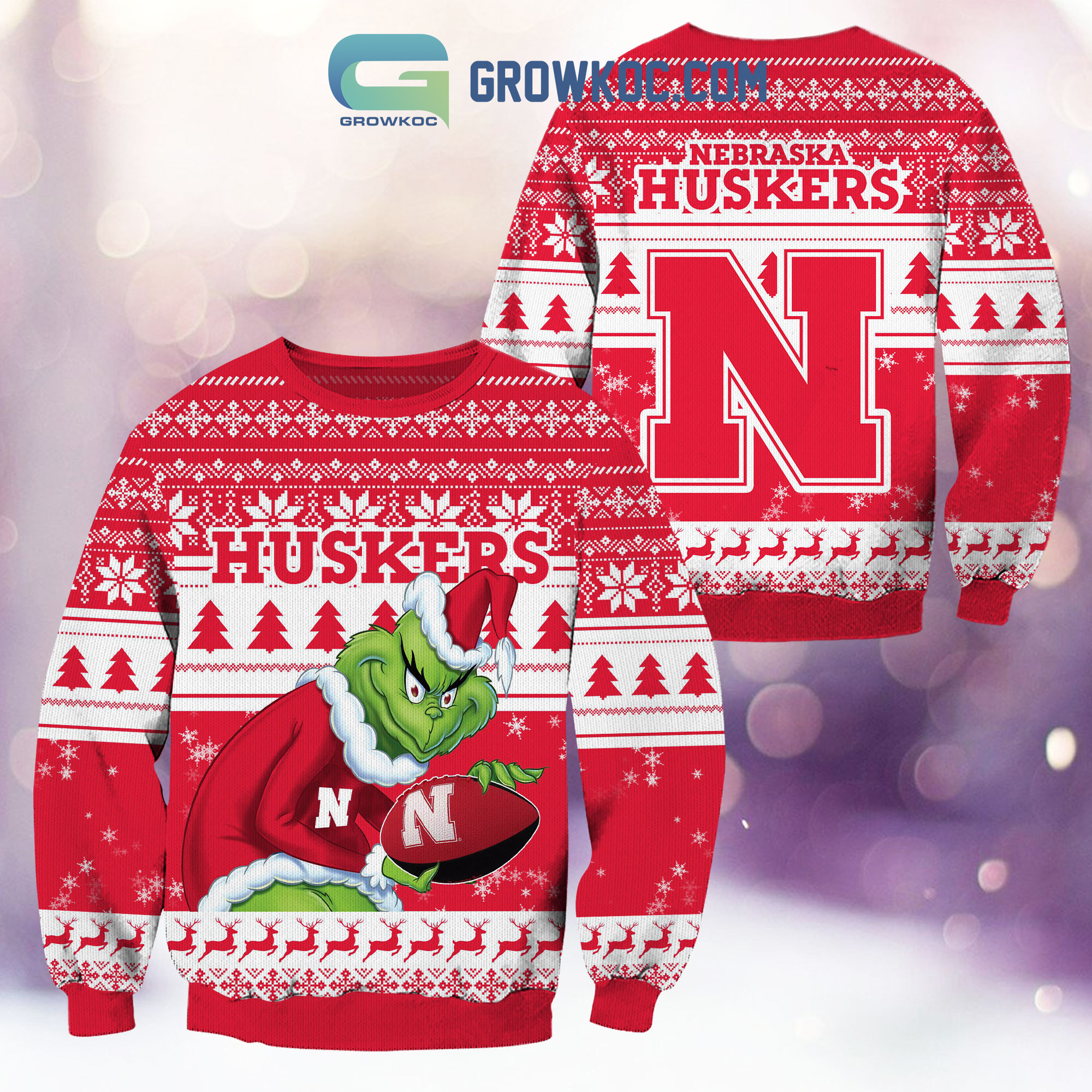 Nebraska Cornhuskers Grinch NCAA Christmas Ugly Sweater2B1 NeGac