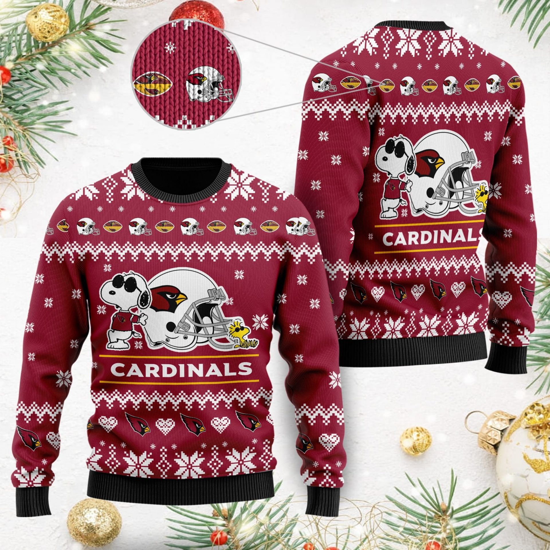 Snoopy And Woodstock Arizona Cardinals NFL Christmas Ugly Sweater 44736785