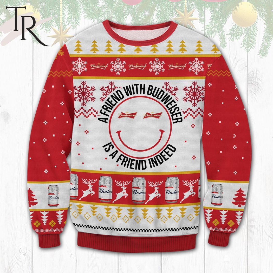 a friend with budweiser ugly sweater 1 p2rKd