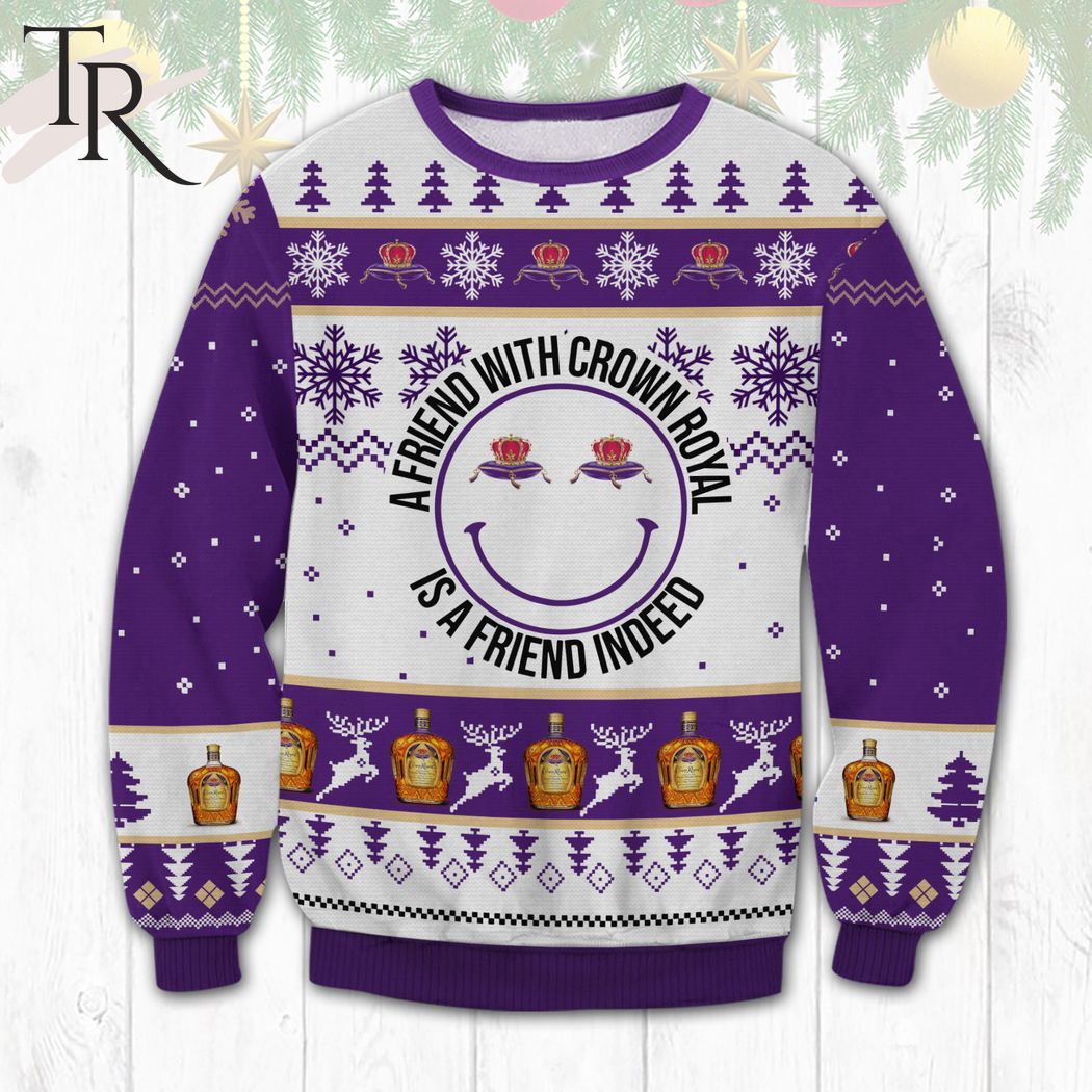 a friend with crown royal ugly sweater 1 jN43q