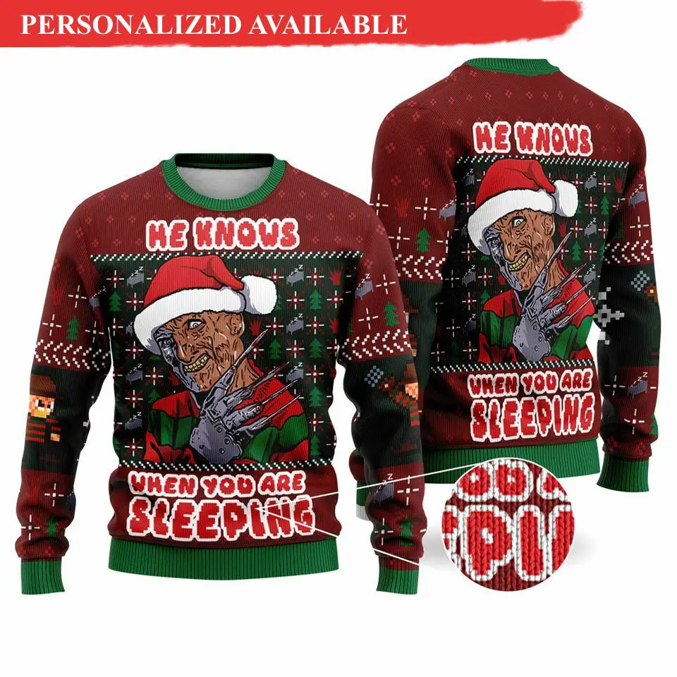 a nightmare on elm street ugly christmas freddy krueger ugly sweater 5029