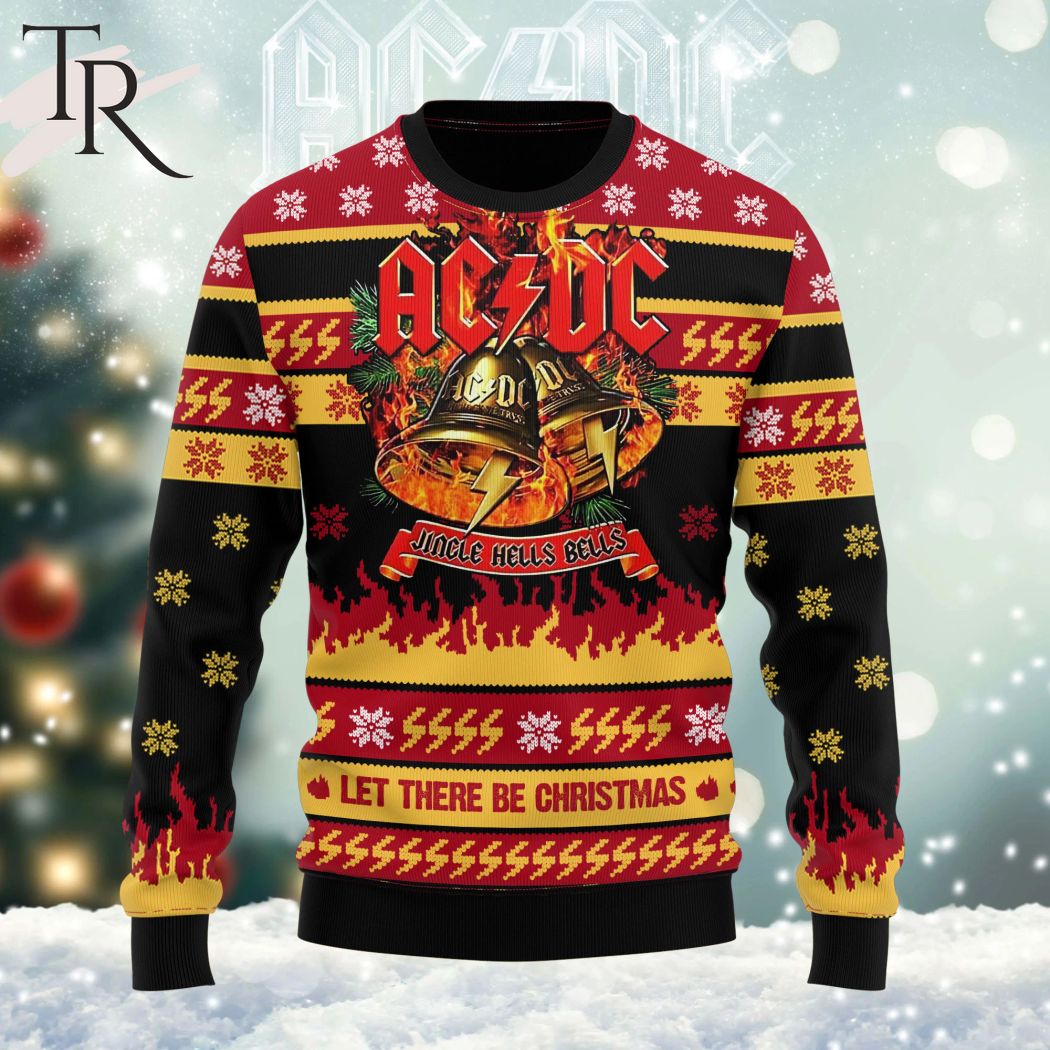 acdc band jingle hells bells let there be christmas ugly sweater 1 3IEPO