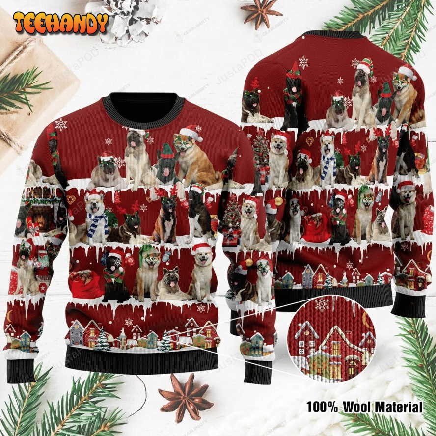 akita ugly christmas sweater all over print sweatshirt ugly sweater 1972v