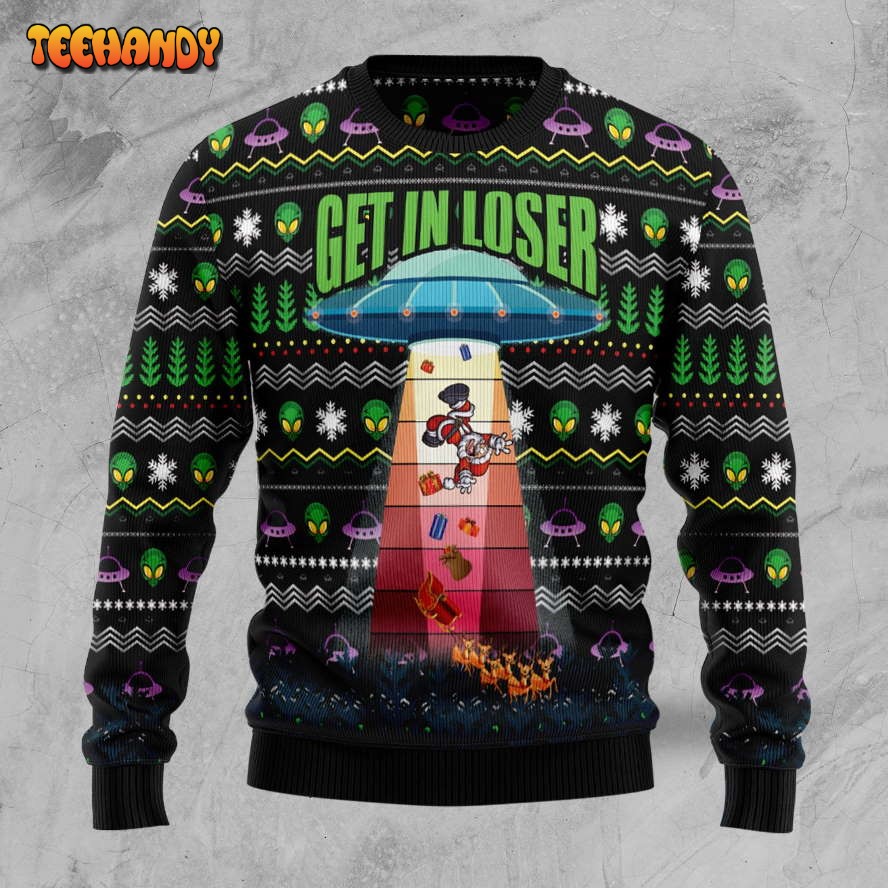 alien get in loser ty1310 ugly christmas sweater xpzt8