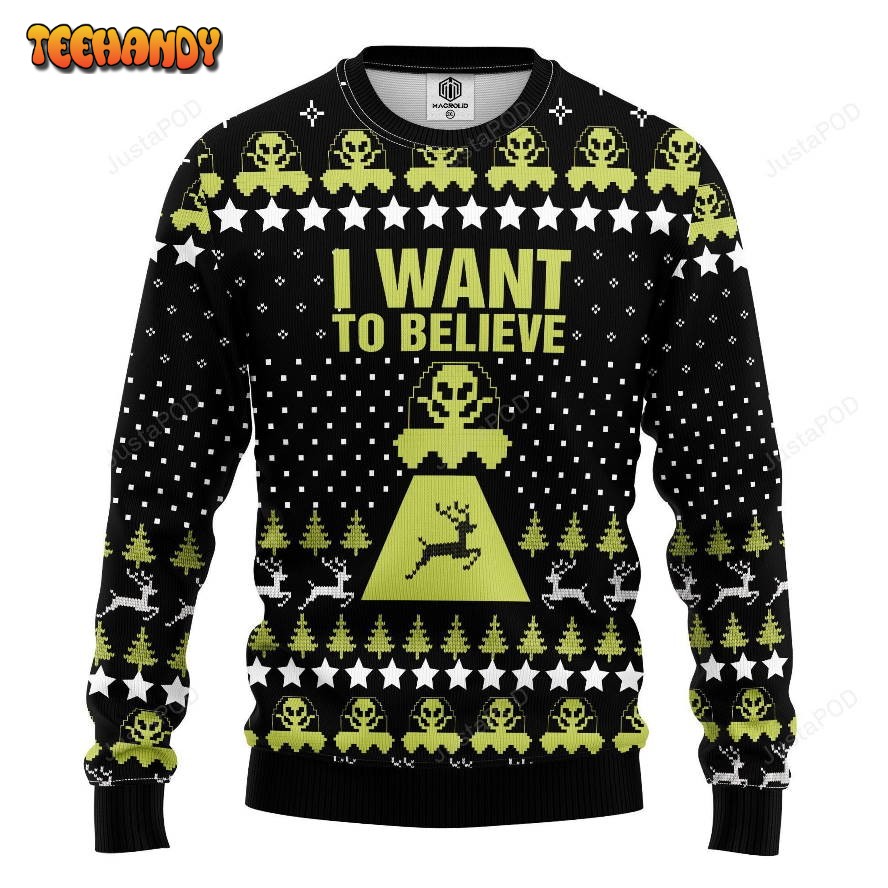 alien i want to believe ugly christmas sweater all over print sweatshirt t5upl