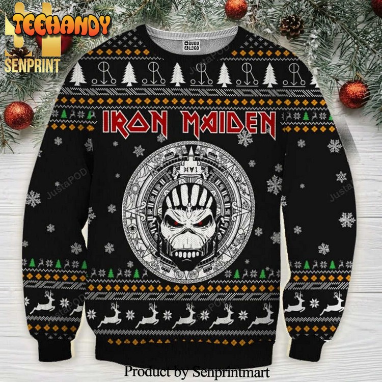 all i want for christmas is iron maiden knitted ugly sweater uc87k