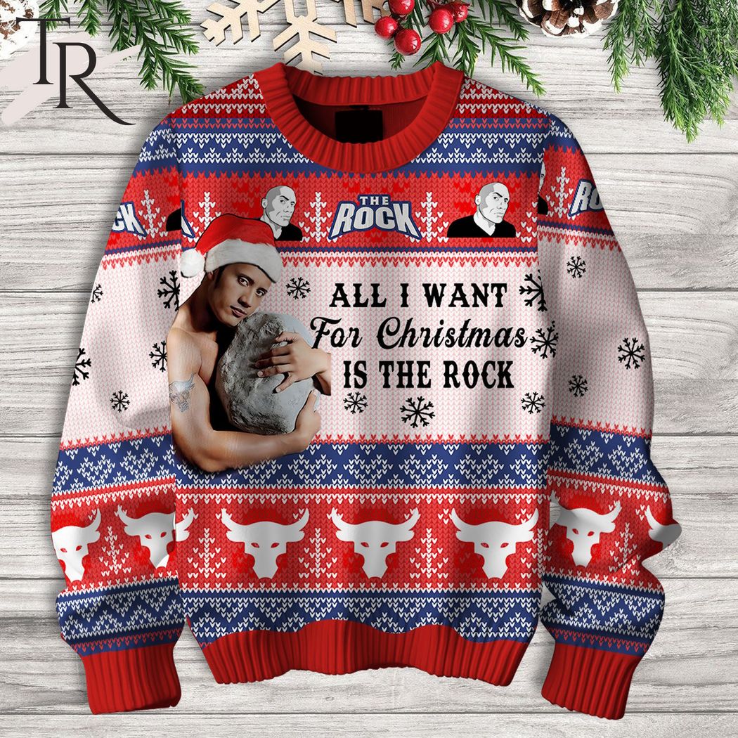 all i want for christmas is the rock ugly sweater 1 hCZna