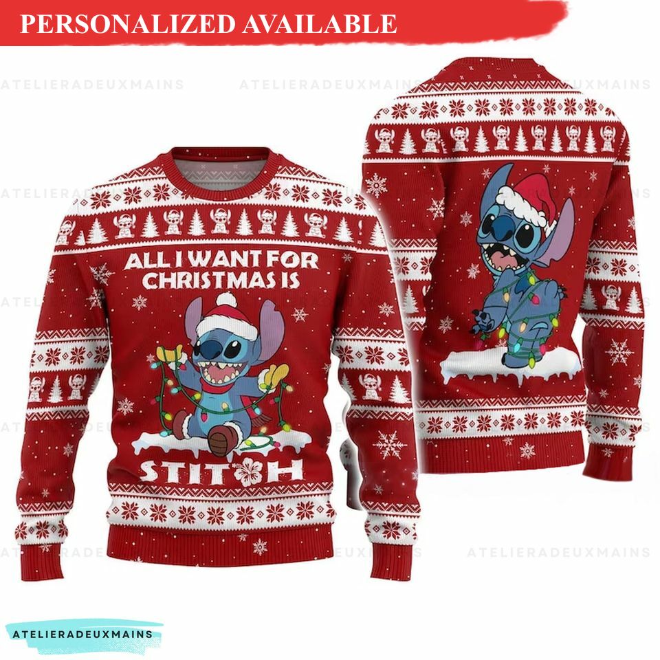 all i want for christmas is stitch sweatshirt disney stitch christmas sweatshirt 4079