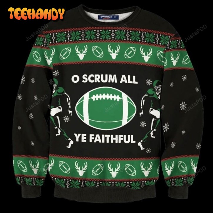 american football scrum all ye faithful ugly christmas sweater ugly sweater 3xk79