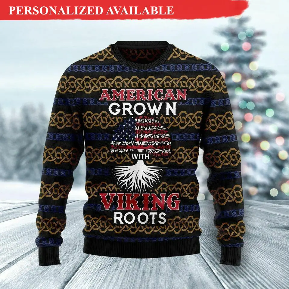american grown with viking roots ugly christmas sweater ugly christmas 3d sweaters 4702