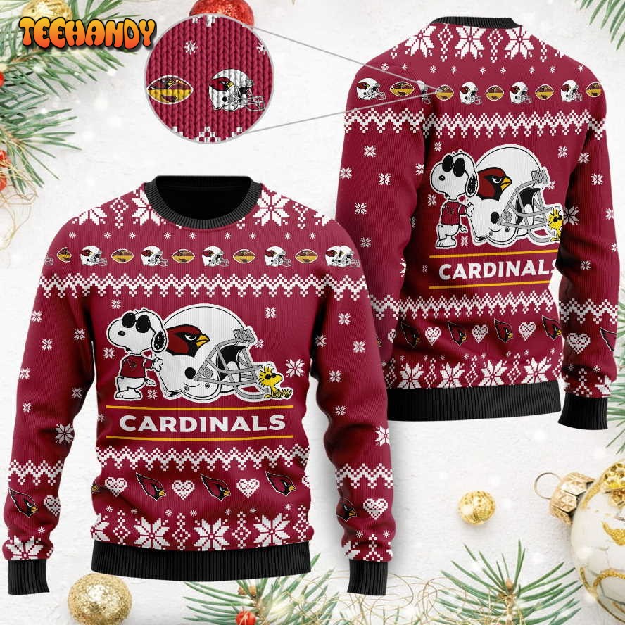 arizona cardinals cute the snoopy show football helmet 3d ugly sweater j4bly