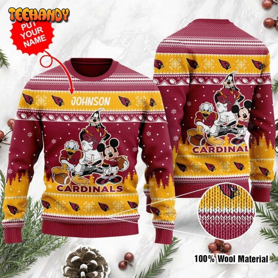 arizona cardinals disney donald duck mickey mouse goofy personalized sweater yotre