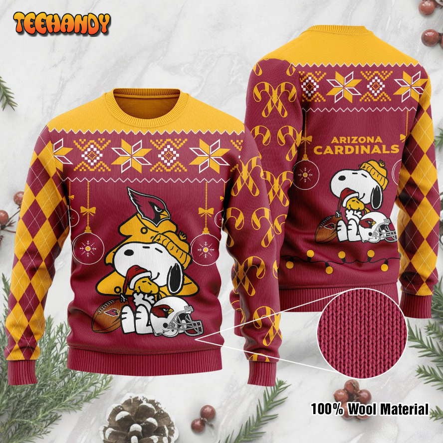 arizona cardinals funny charlie brown peanuts snoopy ugly sweater e9cpf