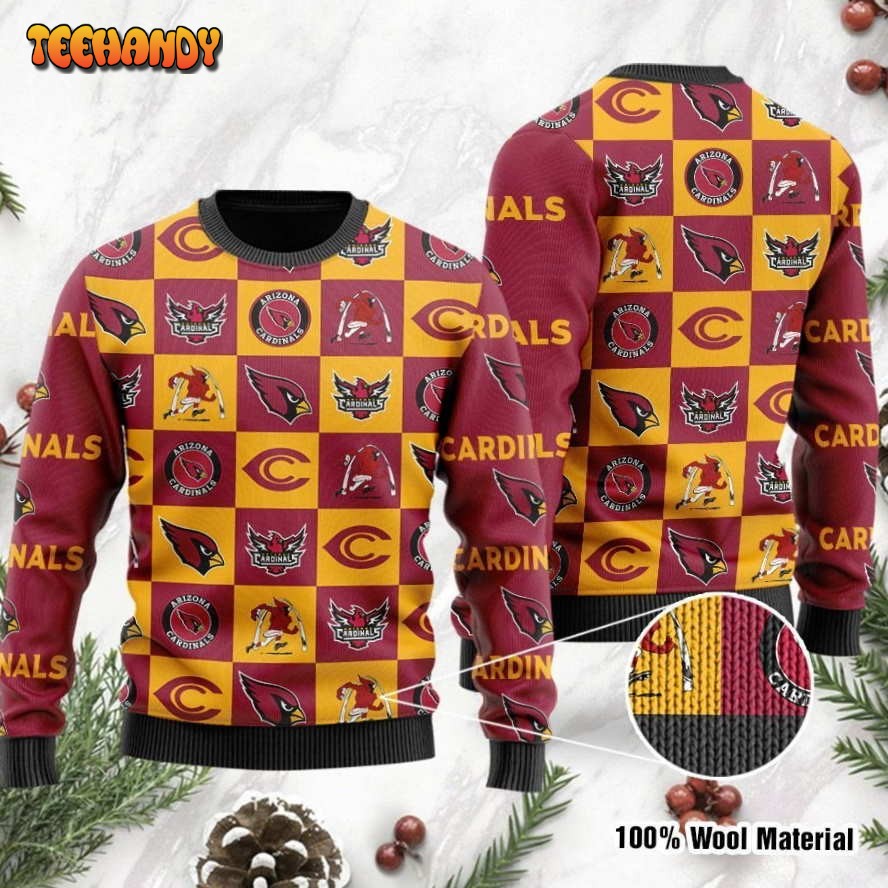 arizona cardinals logo checkered flannel design ugly christmas sweater 3yo2k