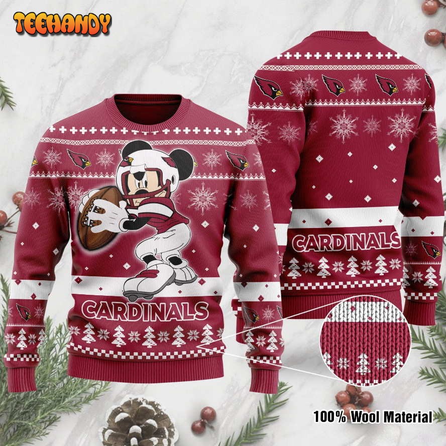 arizona cardinals mickey mouse funny ugly christmas sweater xqhyn