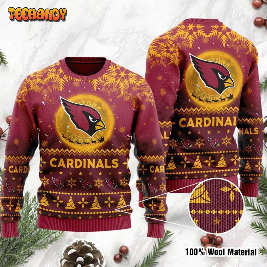 arizona cardinals santa claus in the moon ugly christmas sweater k4kea