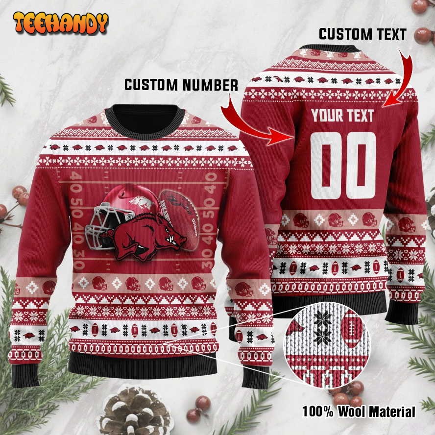 arkansas razorbacks custom name number personalized ugly sweater ativs