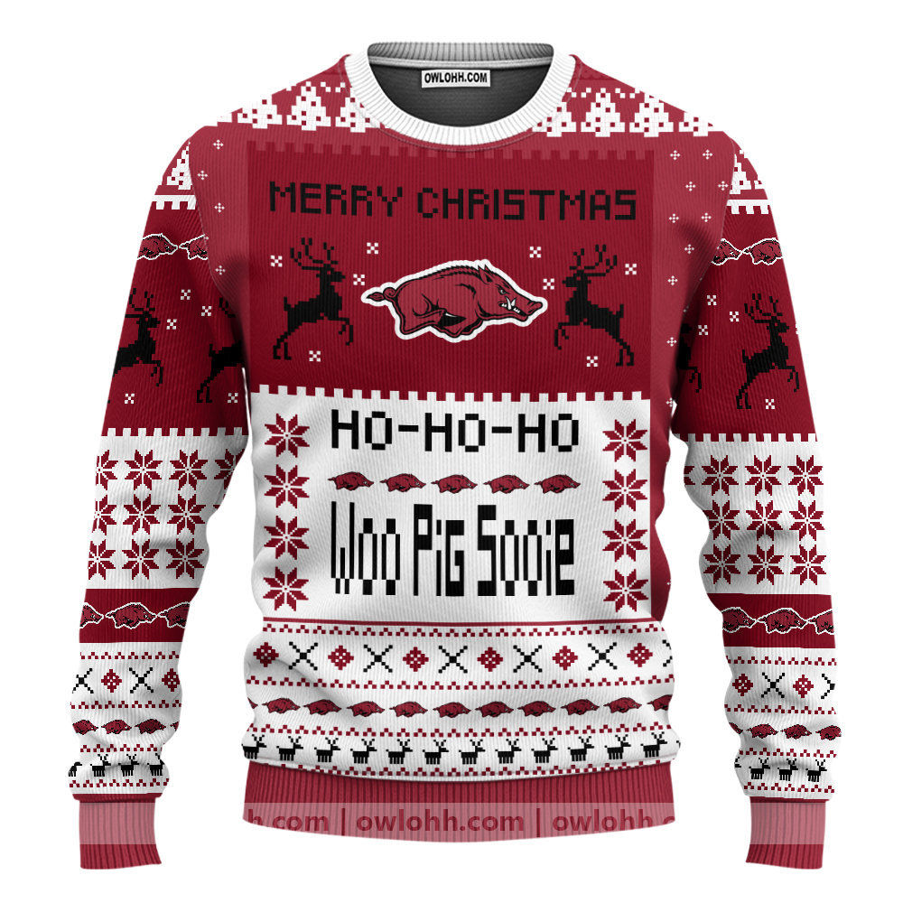 arkansas razorbacks merry christmas sweater ugly christmas sweaters owl ohh 5tpxc