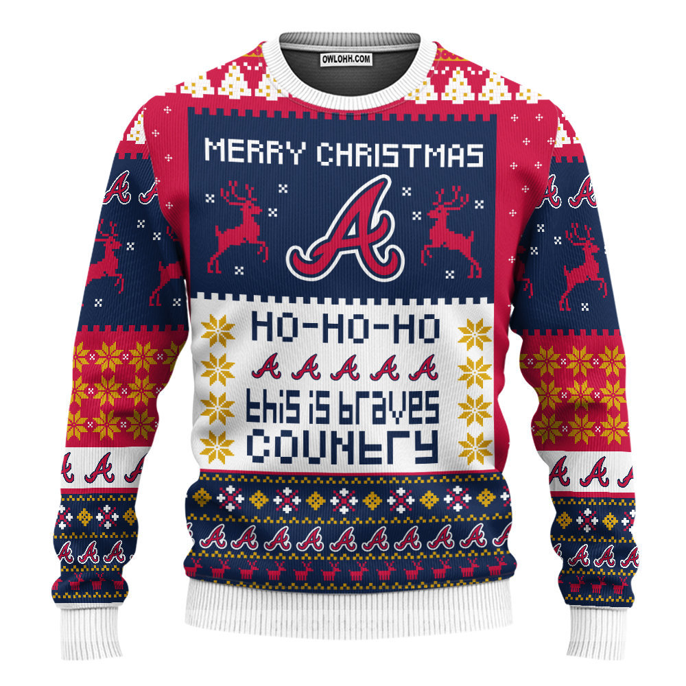 atlanta braves merry christmas sweater ugly christmas sweaters owl ohh vvk4s