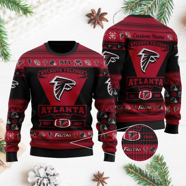 atlanta falcons football team logo custom name personalized ugly christmas sweater ugly sweater christmas sweaters hoodie sweatshirt sweaterfr0dg 600x600 1