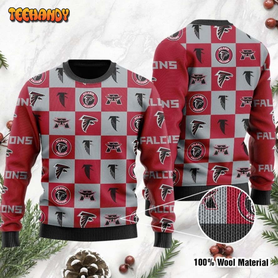 atlanta falcons logo checkered flannel design ugly christmas sweater 3tid0