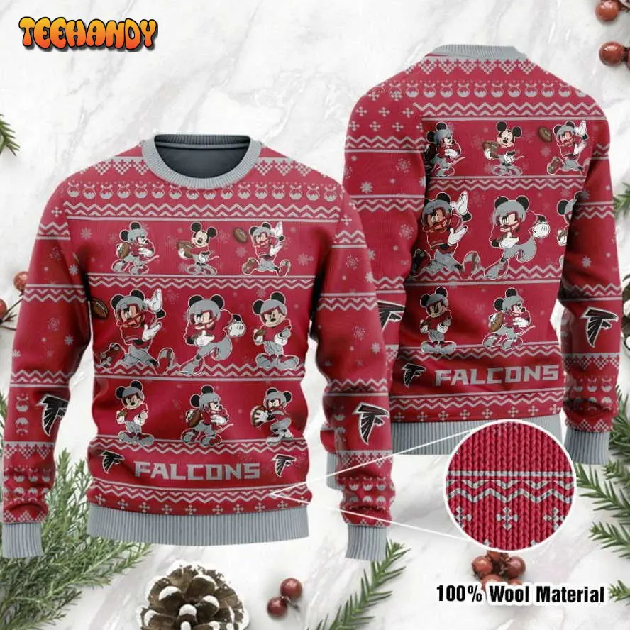 atlanta falcons mickey mouse holiday party ugly christmas sweater hmwty
