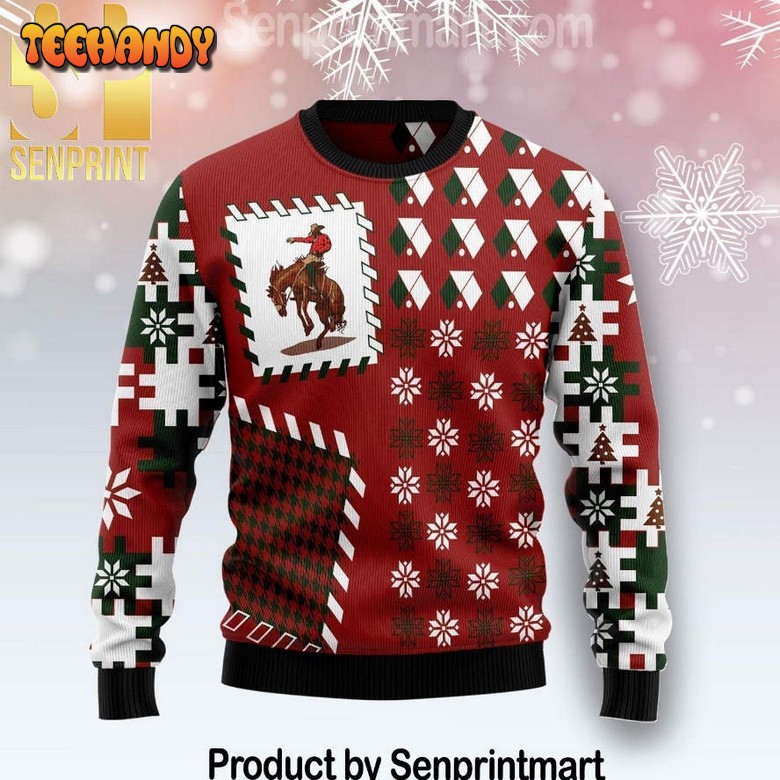 awesome cowboy chirtmas gifts full printing wool sweater 22dy2