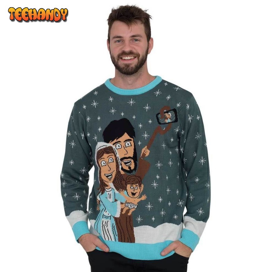 baby jesus family selfie for unisex ugly christmas sweater ugly sweater e7v2i