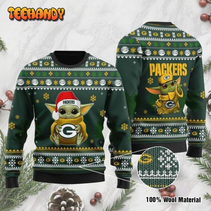 baby yoda green bay packers for fans ugly christmas sweater ugly sweater oyhgw