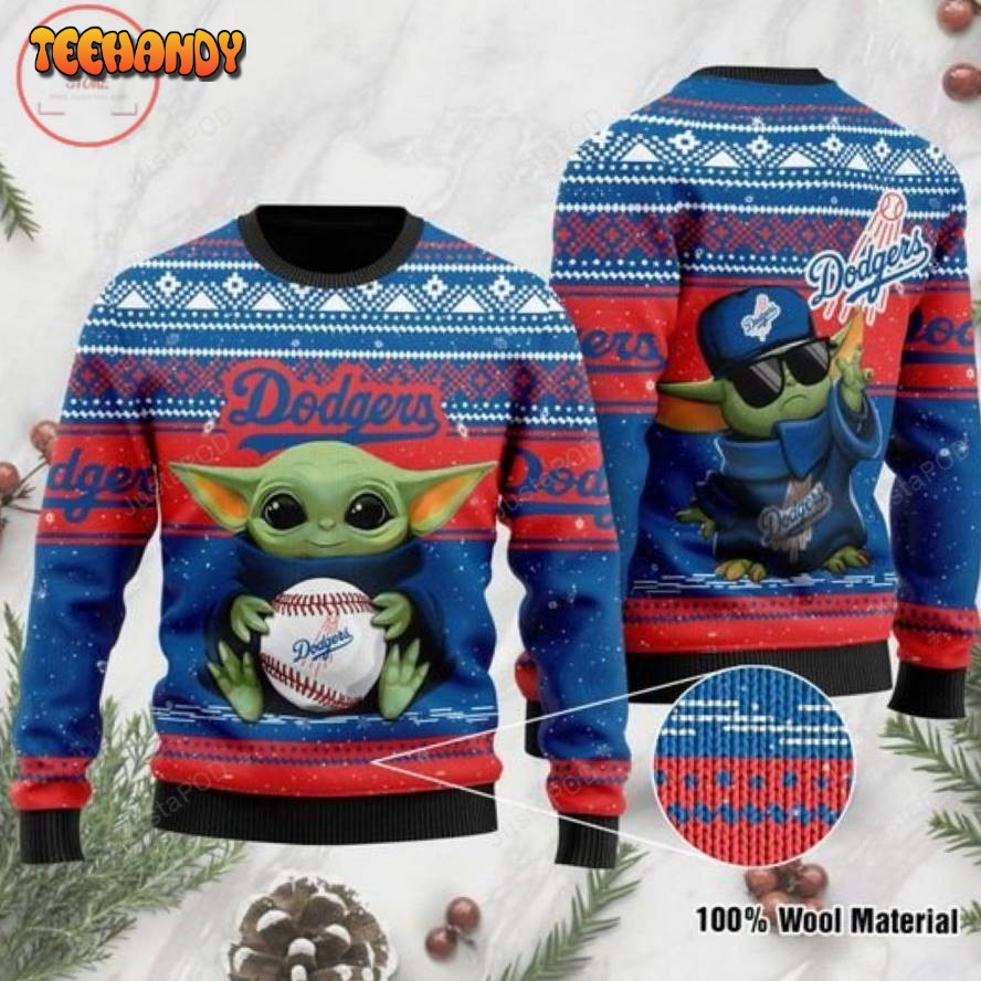 baby yoda los angeles dodgers christmas for yoda lovers ugly sweater 1um25