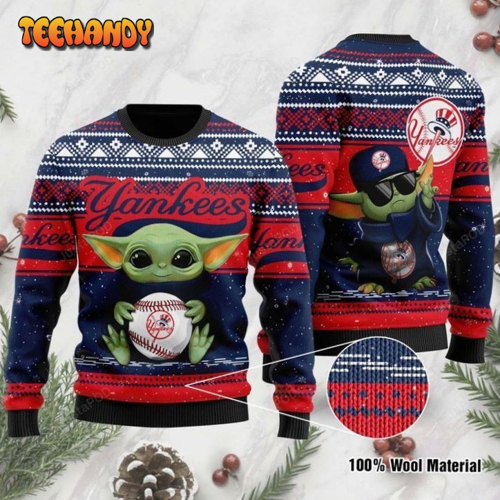 baby yoda new york yankees ugly christmas sweater all over print sweatshirt 7ulu1