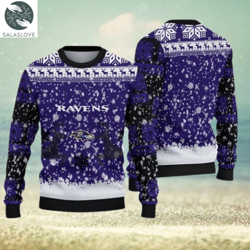 baltimore ravens christmas reindeer ugly christmas sweater ht270901 1 fwrmty