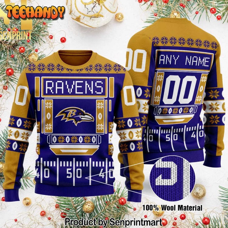 baltimore ravens nfl christmas ugly wool knitted sweater 4505a