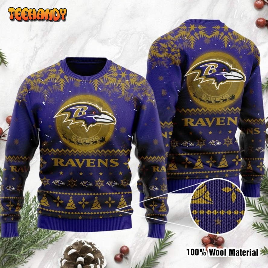 baltimore ravens santa claus in the moon ugly christmas sweater f8ozk