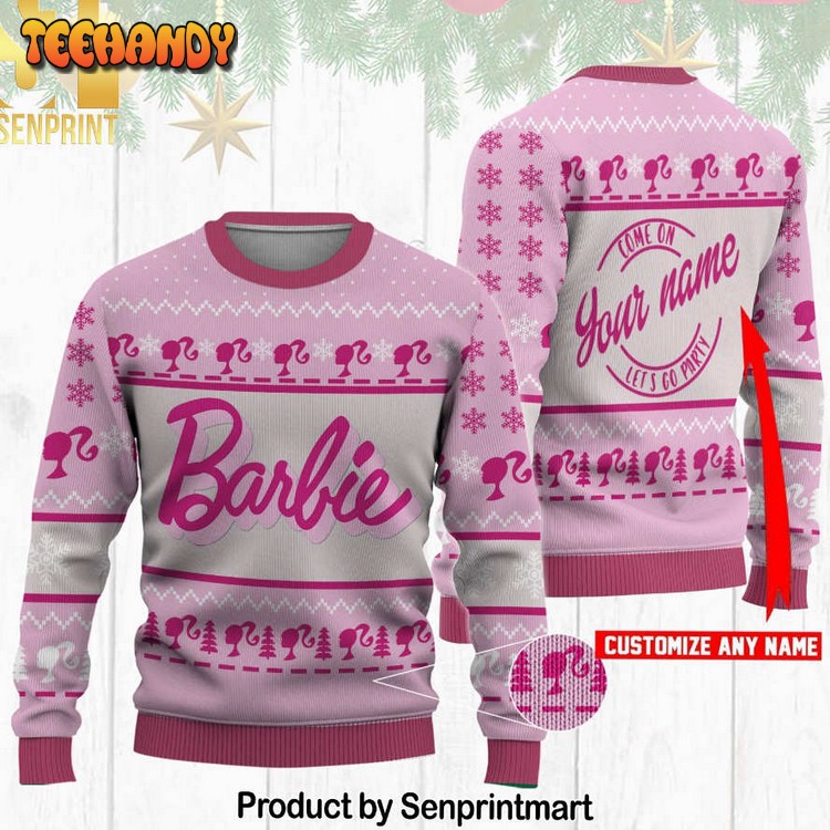 barbie custom name for christmas gifts ugly sweater 8gdrc