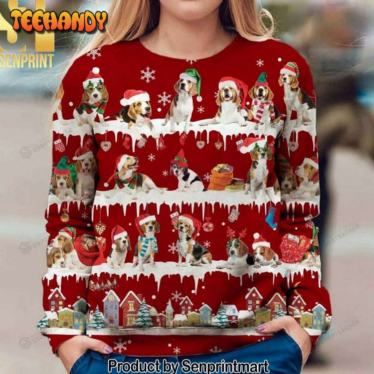 beagle snow knitting pattern ugly christmas sweater snt61