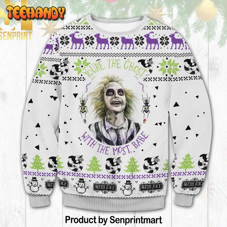 beetlejuice christmas ugly wool knitted sweater in6oc