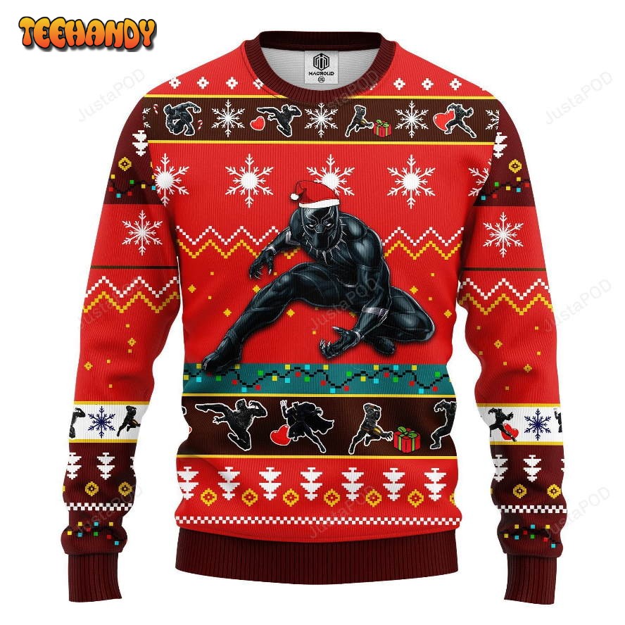 black panther ugly christmas sweater red brown ugly sweater 3zzcr